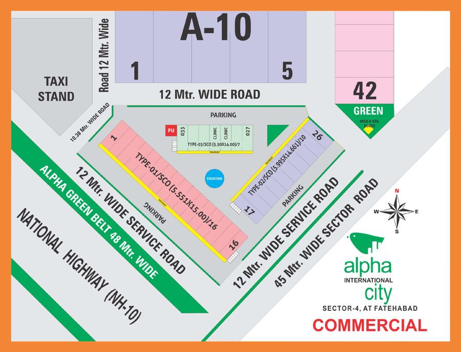 Layout plan of Alpha International City residential blocks, Sector 4, Fatehabad